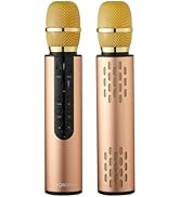 YONVO Bluetooth 5.3 Handheld Wireless Karaoke Microphone, Portable 10W Dual Speaker Mic with Clea...