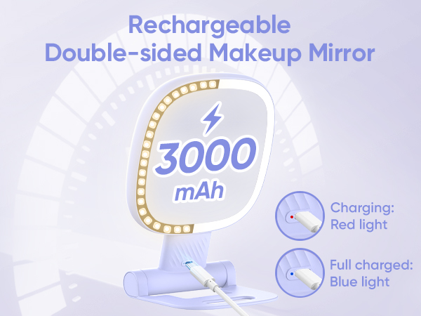 Rechargeable makeup mirror with lights