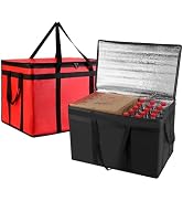 2PK XXXL Insulated Food Delivery Bag - Reusable Thermal Cooler Grocery Bags for Doordash Catering...