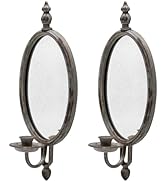 SOFFEE DESIGN 2PCS Antique Metal Candle Sconces Candlestick Holder Wall Mounted Distressed with O...