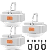 FLY2SKY 3 Pcs White Camping Light Tent Light Portable Rechargeable LED Camping Light Survival Gea...