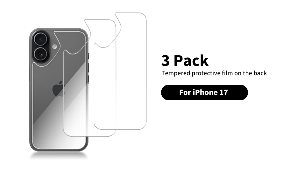 Glass Back Screen Protector iPhone 17 6.3 inch 2025 HD Back Tempered Glass rear glass protector
