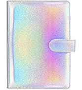 Mogoostry,A5 Binder Cover Glitter White PU Leather Binder Cover Refillable 6-Ring Planner Budget ...