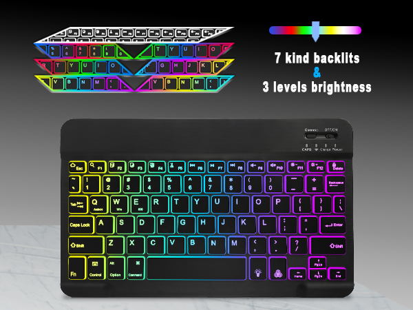 Universal Tablet Backlit Keyboard Case Black - 18