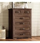 AODK Farmhouse Tall 6 Drawer Dresser for Bedroom, 5-Tier Vertical Storage Chest with Mixed Drawer...