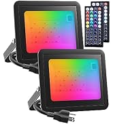 Meloght LED Flood Light Outdoor 400W Equiv, 40W RGB Color Changing Outdoor Floodlights with Remot...