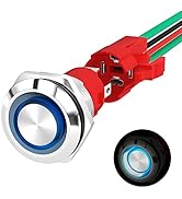 Joinfworld Latching Push Button Switch 12V 20A Heavy Duty DC 12 Volt Waterproof Round Switch 19MM...