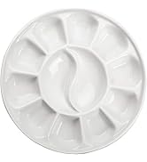 MEEDEN 12-Well Round Porcelain Watercolor Paint Palette for Watercolor Gouache Acrylic Oil Painti...