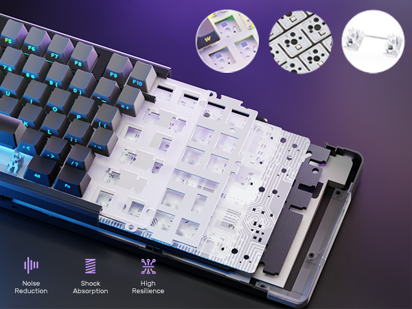 5-layer quiet non-noise hot swappable custom keyboard tkl creamy sounding keyboard