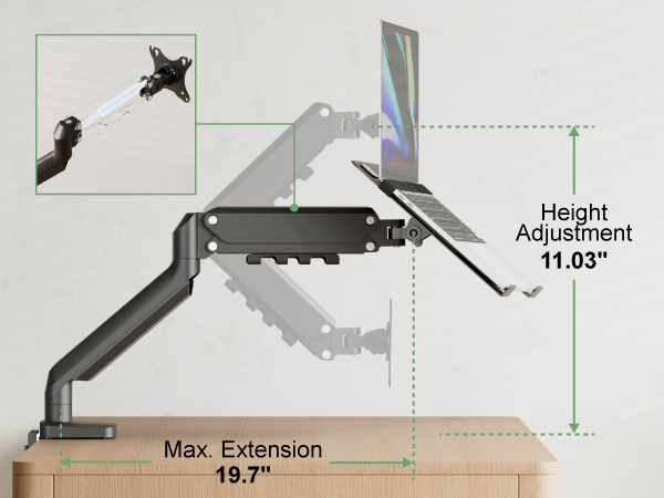 gas spring laptop mount