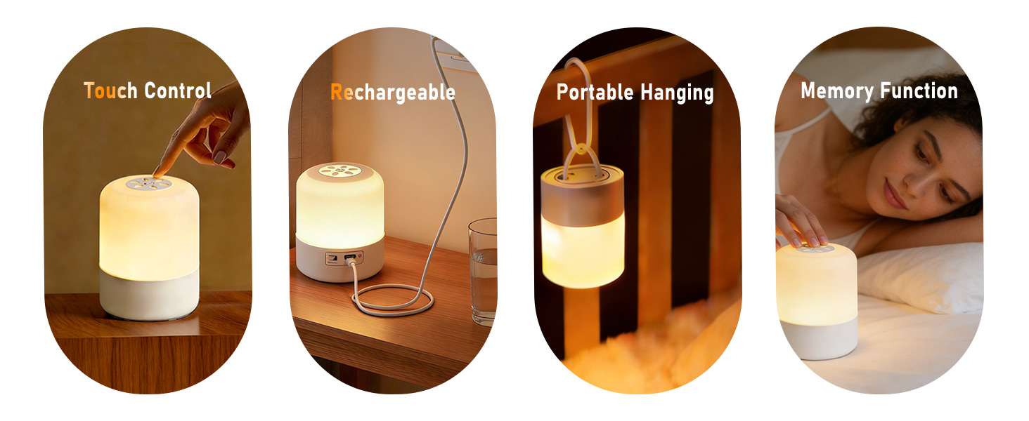 Touch Control, Rechargeable, Portable Hanging and Memory Function