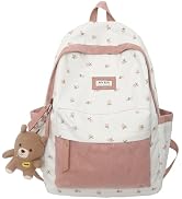 2025 Cute Preppy Bag Floral Printed Kawaii Backpack Cottagecore Aesthetic Backpack Laptop Daypack...