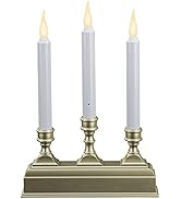 612 Vermont Battery Operated LED Window Candelabra with Sensor and 8 Hour Timer (Pewter)