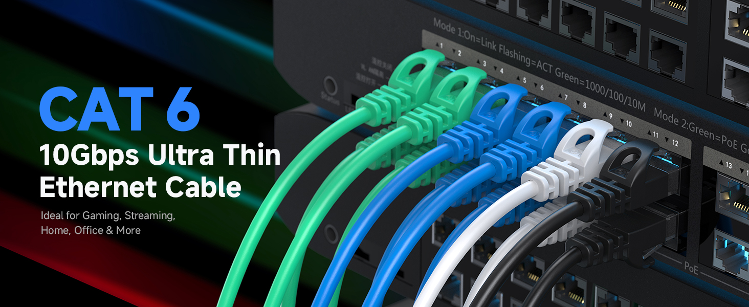 Cat 6 ethernet cable with 24 AWG copper wire for high-speed connectivity