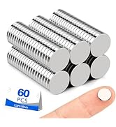 Small Magnets, 60 Pack Refrigerator Magnets 10x2mm Rare Earth Magnets Neodymium Magnets for Craft...