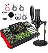 neculogy Podcast Equipment Bundle, Audio Interface with Cardioid Designer BM800 Mic for Gamer and...