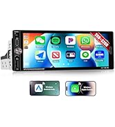 2G+32G Single Din Car Stereo with Wireless Apple Carplay Android Auto, Android 13 Head Unit, 6.9 ...
