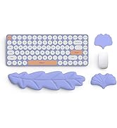 Lauspuck Keyboard Wrist Rest Pad Set, Leaf Shape PU Leather Memory Foam Wrist Cushion Support,Mou...