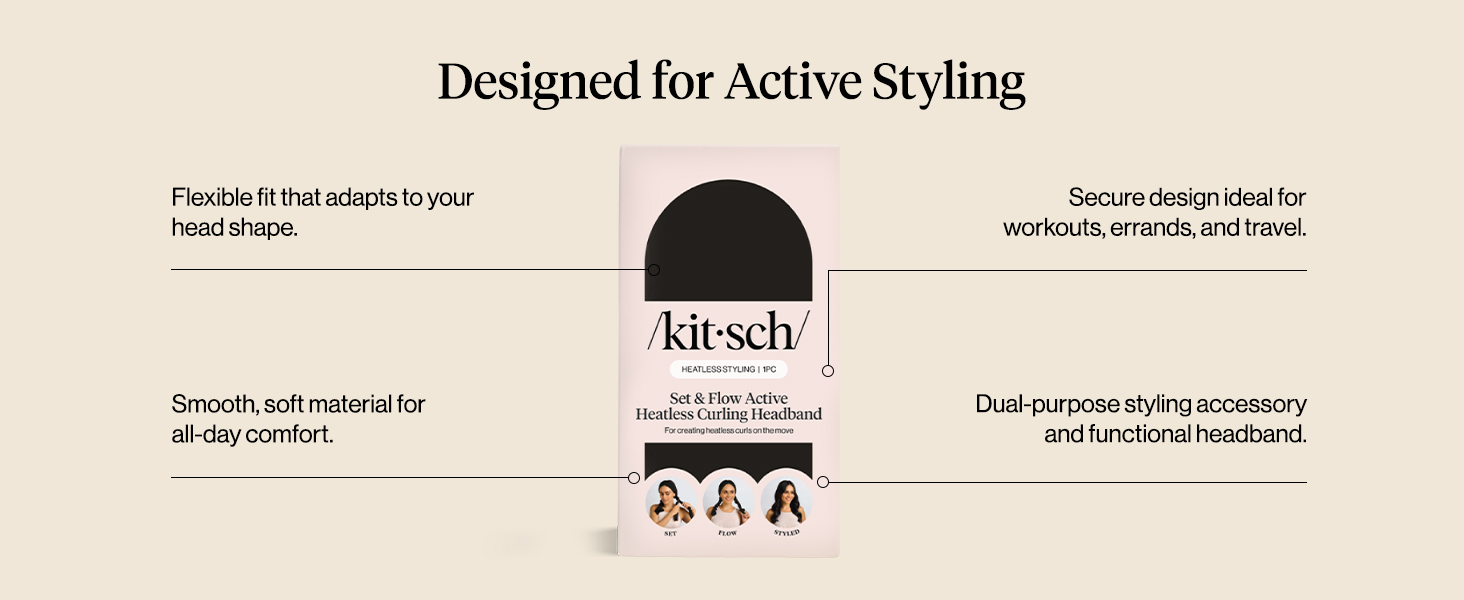 Kitsch Set &amp;amp; Flow Active Heatless Curling Headband For Women