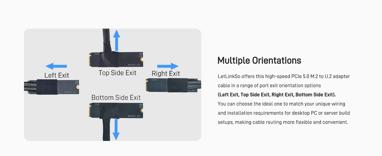 LetLinkSo Gen5 PCIe 5.0 U.2 to M.2 Adapter Card SFF-8639 to M2 NVMe SSD Cable
