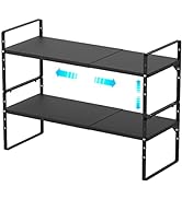 Redrubbit Expandable Cabinet Shelf Organizers, Stackable Kitchen Counter Shelves Spice Rack for K...