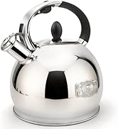 LRYYBTI Whistling Tea Kettle for Stovetop, (2.64 Quart-Mirror) Food Grade Stainless Steel Teapot ...