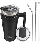 Konokyo 20 oz Tumbler with Handle and 2 Straw 2 Lid, Insulated Water Bottle Stainless Steel Vacuu...