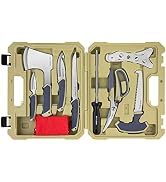 Flissa Hunting Field Dressing Kit, 10 Piece Hunting Knife Set with Skinning Knife, Butcher Game P...