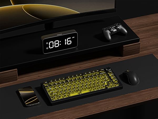 Dark Yellow Clear keycaps,Transparent MDA Ceramic Jelly Key caps Set,Shine Through keyboard caps
