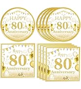40 PCS Gold birthday Decorations 80th Theme Birthday Party Tableware Vintage 1945 Party Supplies ...