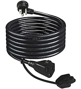 6FT Short Flat Plug Outdoor Extension Cord - Black Weatherproof Garden Low Profile Flat Plug 3 Pr...