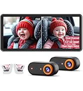 Baby Car Camera for 2 Kids, Dual Channel with 7.2" 1080P Crystal Clear Display, Easily Install Ca...