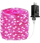 66Ft 200 LED Pink Fairy Lights Plug in, Waterproof String Lights Outdoor &amp; Indoor 8 Modes with Ti...