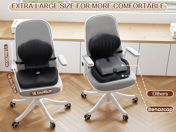 Benazcap Memory Foam Seat Cushion with Lumbar Support Pillow for Office Chair