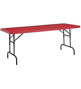  30 x 72 Height Adjustable Heavy Duty Folding Table, RED, 1,000 lb Capacity