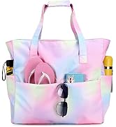 Beach Pool Bags Tote for Women Ladies Large Gym Tote Carry On Bag With Wet Compartment for Weeken...