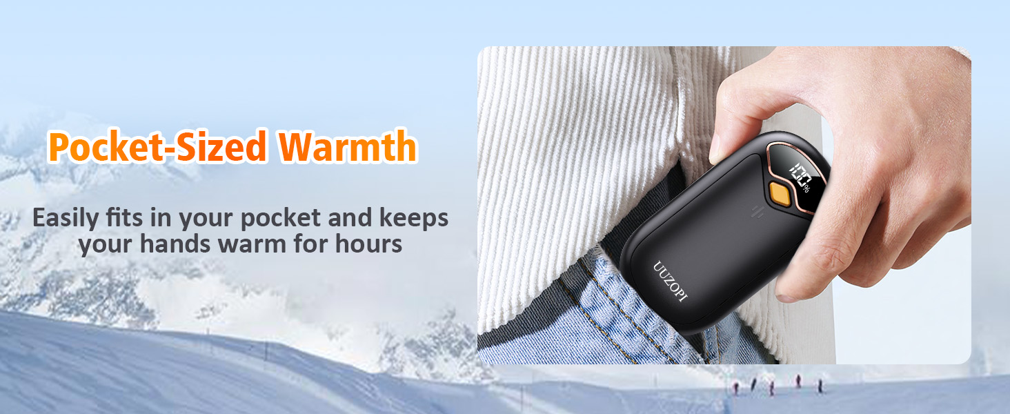 compact and pocket size, you can easily put the hand warmers into your pockets, bags or gloves