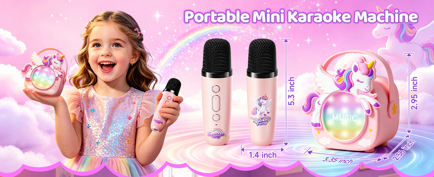 kids karaoke machine for kids microphone mini unicorn gifts for girls 4-6 gifts for 4 year old girl