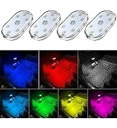 4Pcs Car LED Lights Interior Wireless, 7 Colors Interior Car Lights with 6 Bright LED Lamp Beads,...