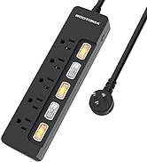 ROOTOMA Power Strip Surge Protector with Individual Switches,ETL Certified,6-Foot 14AWG Long Exte...
