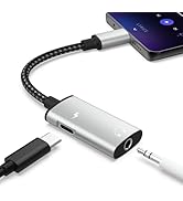 2-in-1 USB C to 3.5mm Headphone Audio Adapter Compatible with iPhone 15/15 Plus/15 Pro/15 Pro Max...