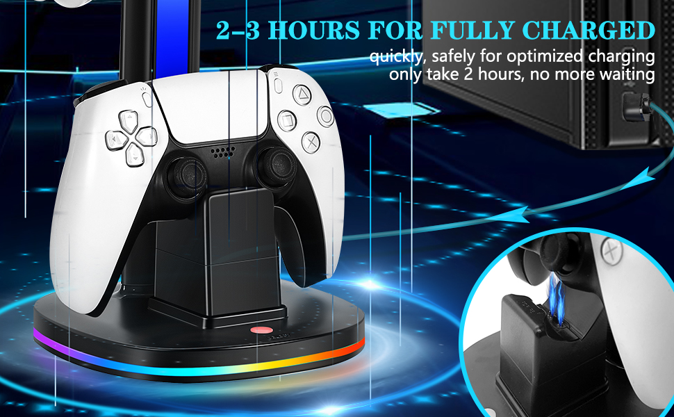 ps5 controller charging station with headphone stand