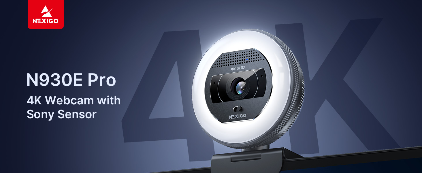 A 4K webcam mounted on top of a computer monitor.