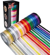 20 Colors 300 Yard Satin Ribbon -18 Silk Ribbon Rolls &amp; 2 Glitter Metallic Ribbon Rolls, 2/5" Wid...