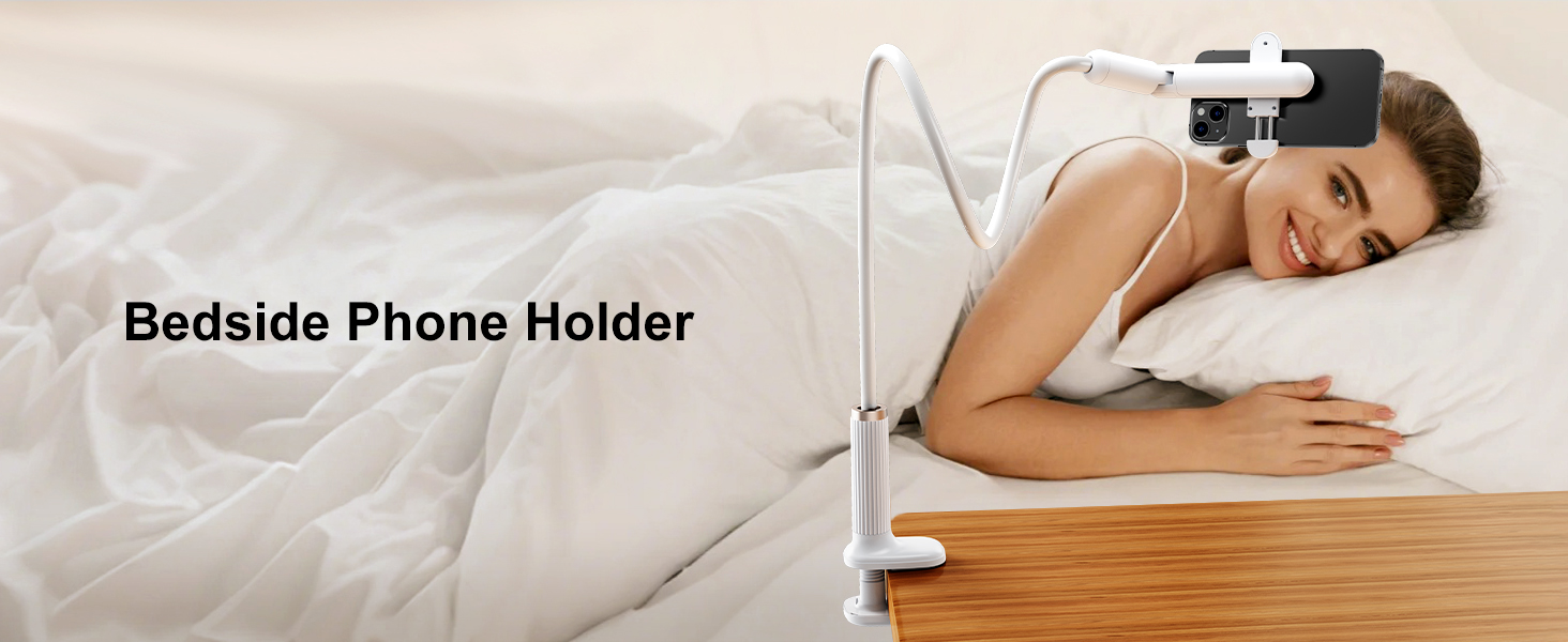 HIYJEN Gooseneck Phone Holder for Bed Laying Down with Clamp