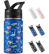Kids Water Bottle,14oz Stainless Steel Insulated Water Tumbler Leak-Proof,School Water Mug,Small ...