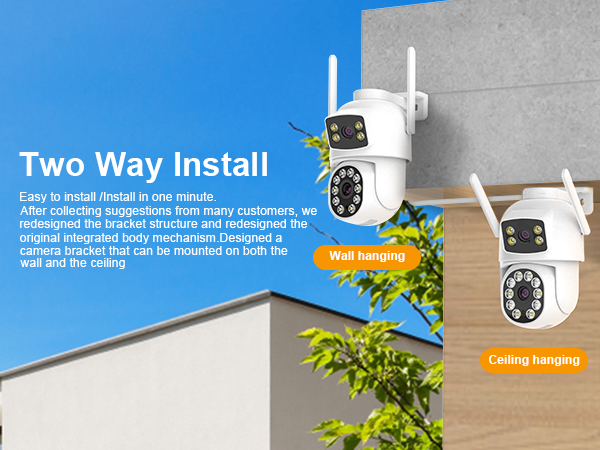 EVERSECU Dual Lens Linkage 6MP WiFi PTZ Security Camera Outdoor Tracking Motion Detection