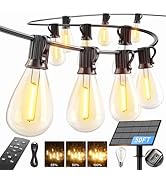 Sikitul 50FT Solar String Lights Outdoor Waterproof, 18+1 LED Solar Powered Lights with Remote Co...