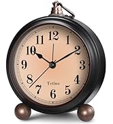 Analog Alarm Clock,Battery Powered Desk Clocks with Night Light,Silent Non Ticking,Retro Simply D...