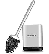 Sellemer Toilet Brush and Holder Set for Bathroom, Flexible Toilet Bowl Brush Head with Silicone ...